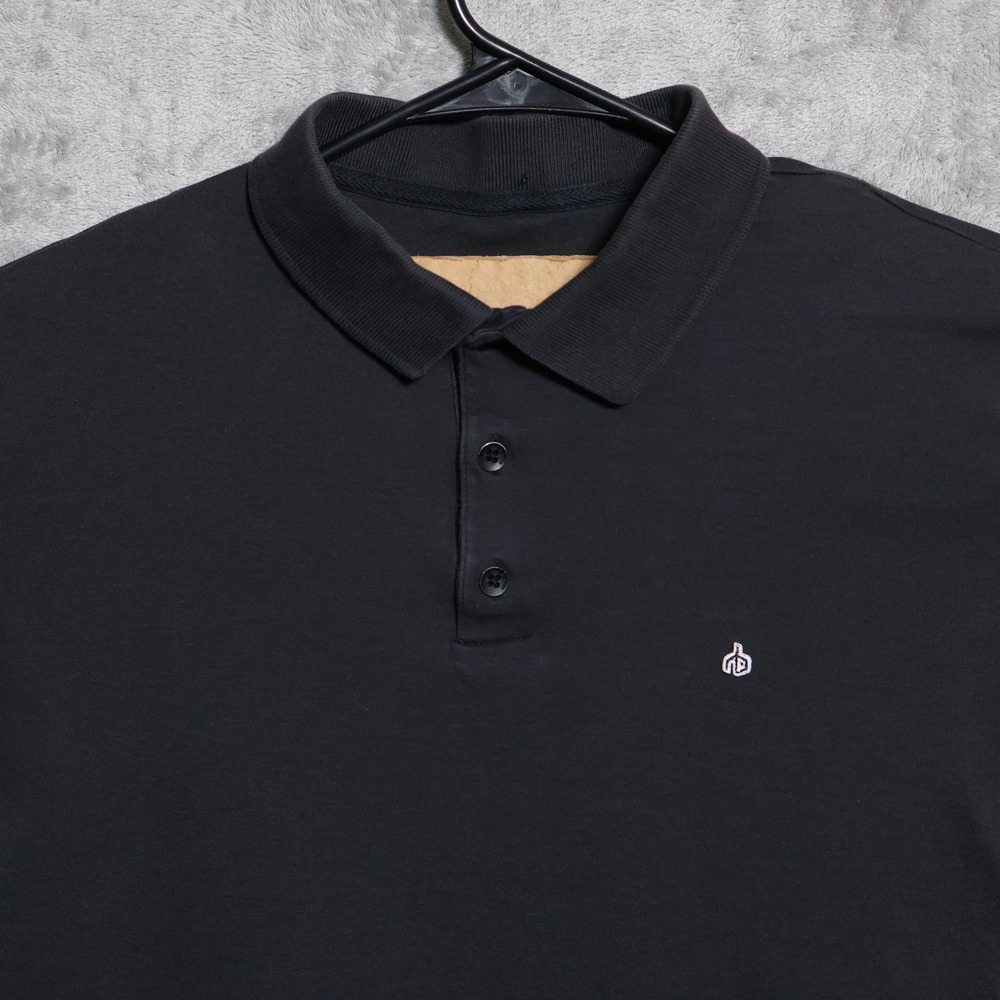 Rag & Bone Polo Shirt Mens Medium Black Slim Point Collar Pima Cotton Preppy
